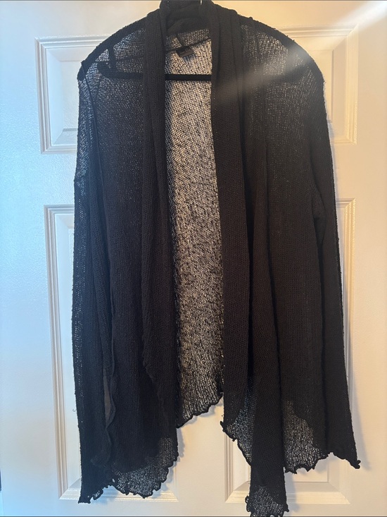 Van klee Sweaters - Lightweight Sheer lightweight Black Open-Front Women's Cardigan